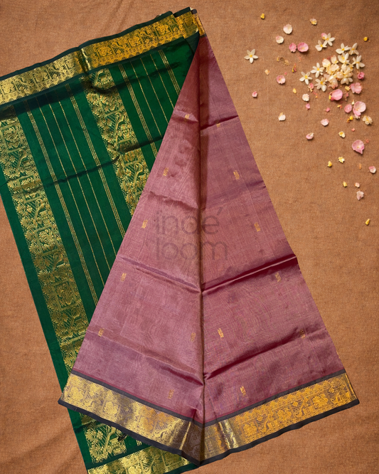 Handloom Korvai Silk Cotton Saree | Wine Red