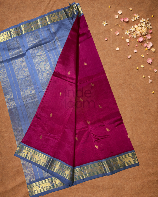 Pure Handloom Korvai Saree | With Mulberry Purple