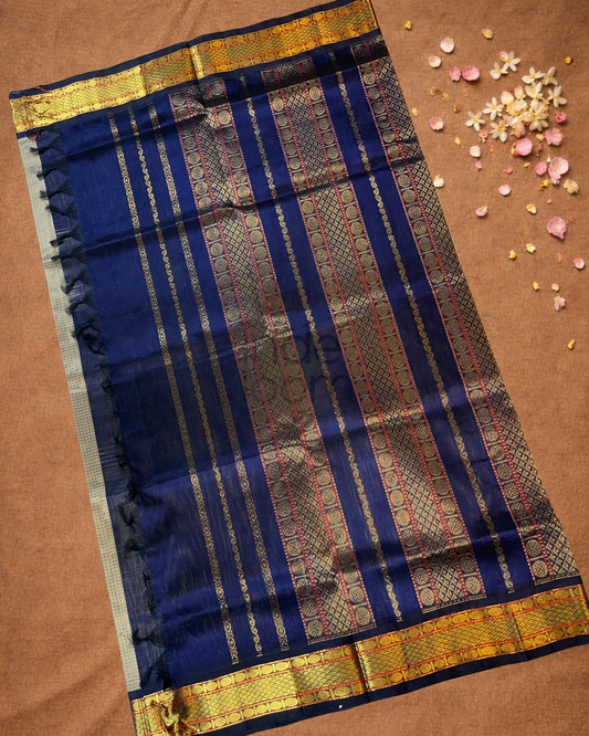 Handloom Korvai Silk Cotton Saree | Almond Beige