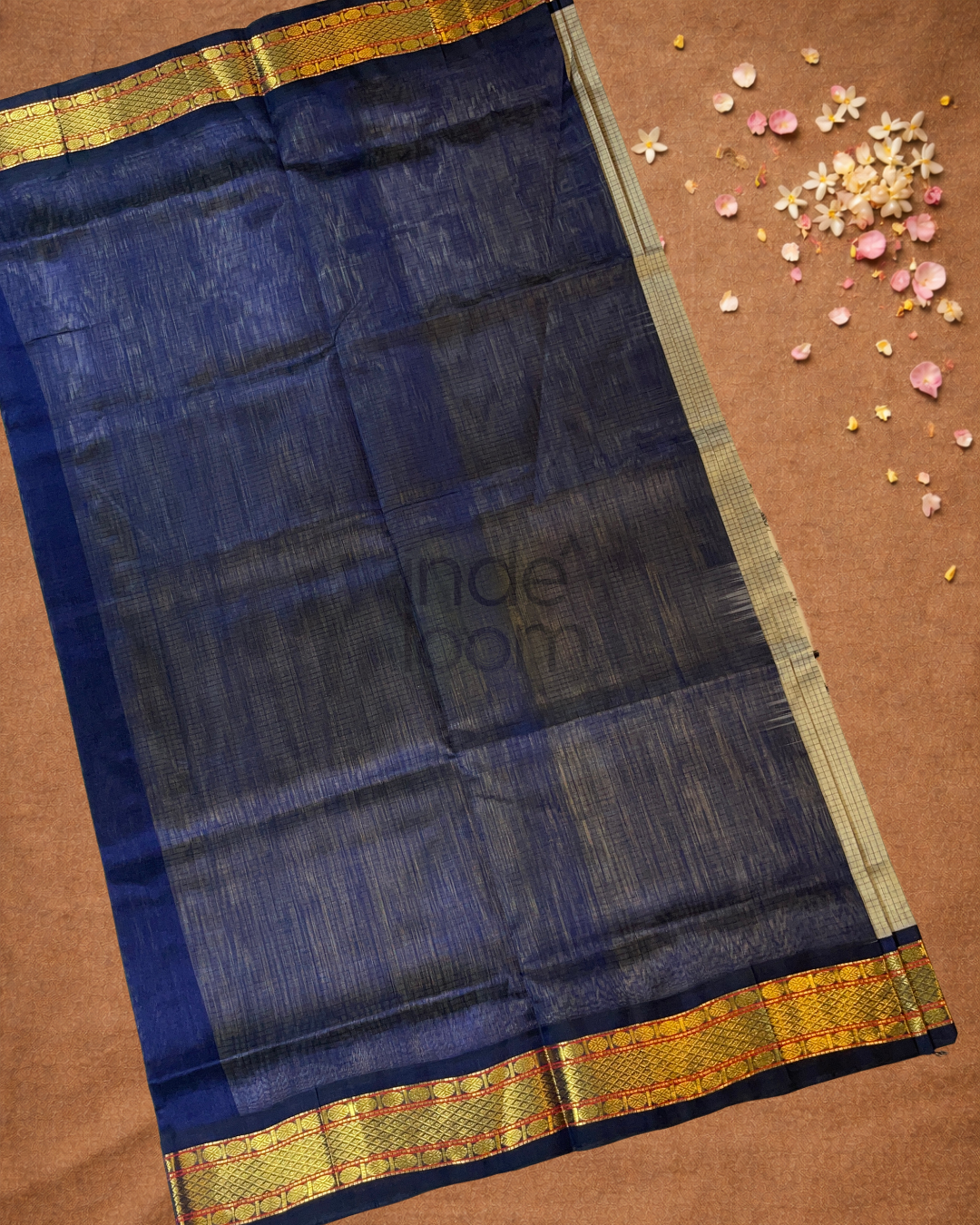 Handloom Korvai Silk Cotton Saree | Almond Beige