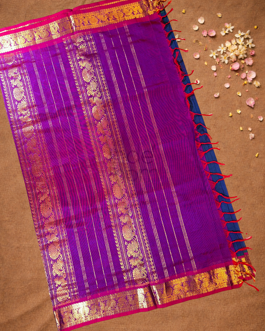 Pure Handloom Korvai Saree | With Plum Purple