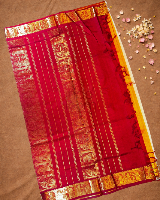Pure Handloom Korvai Saree | With Mustard Yellow