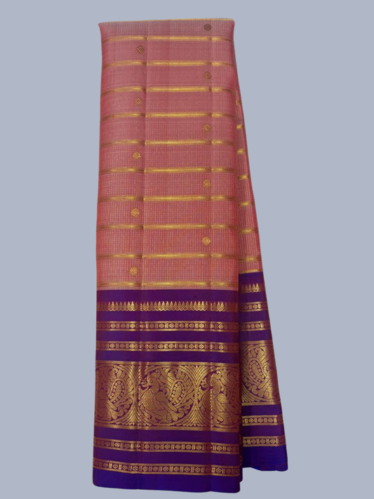 Pure Handwoven Gadwal Silk Saree With Rust Orange - 007