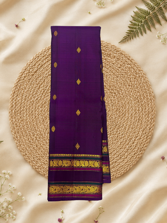 Handwoven Pure Gadwal Silk Saree | Mulberry Purple