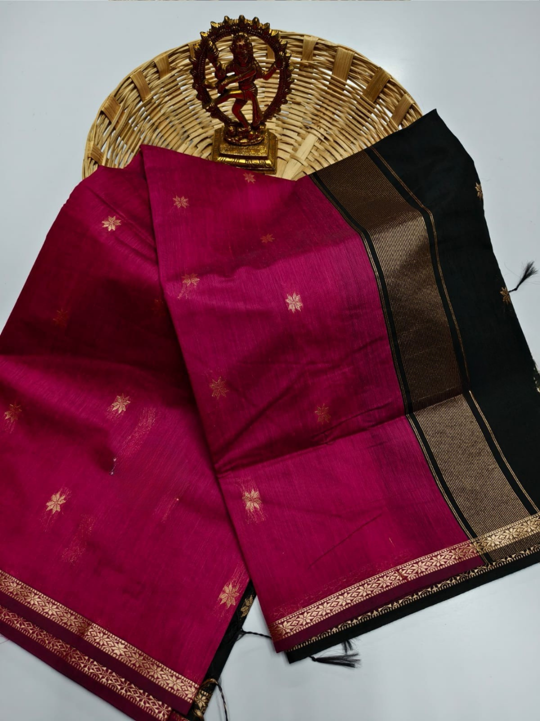 Maheshwari Silk Cotton Saree – Festive Elegance | Magenta Pink