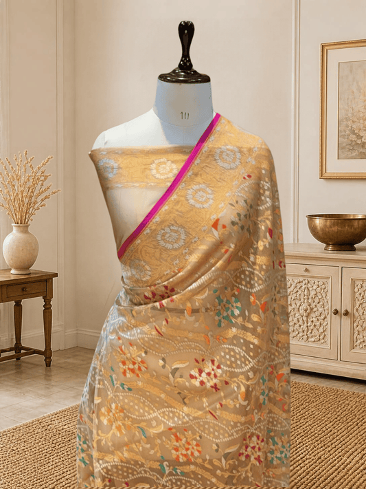Exclusive Benarasi Silk Saree | Beige