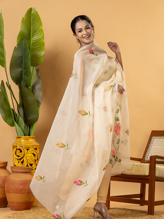 Classic Kota Doria Cotton Unstitched 2-Piece Kurti | Off-White