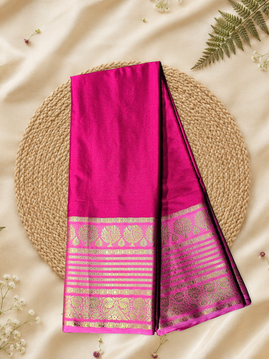 Classic Mysore Semi Silk Saree | Rani Pink