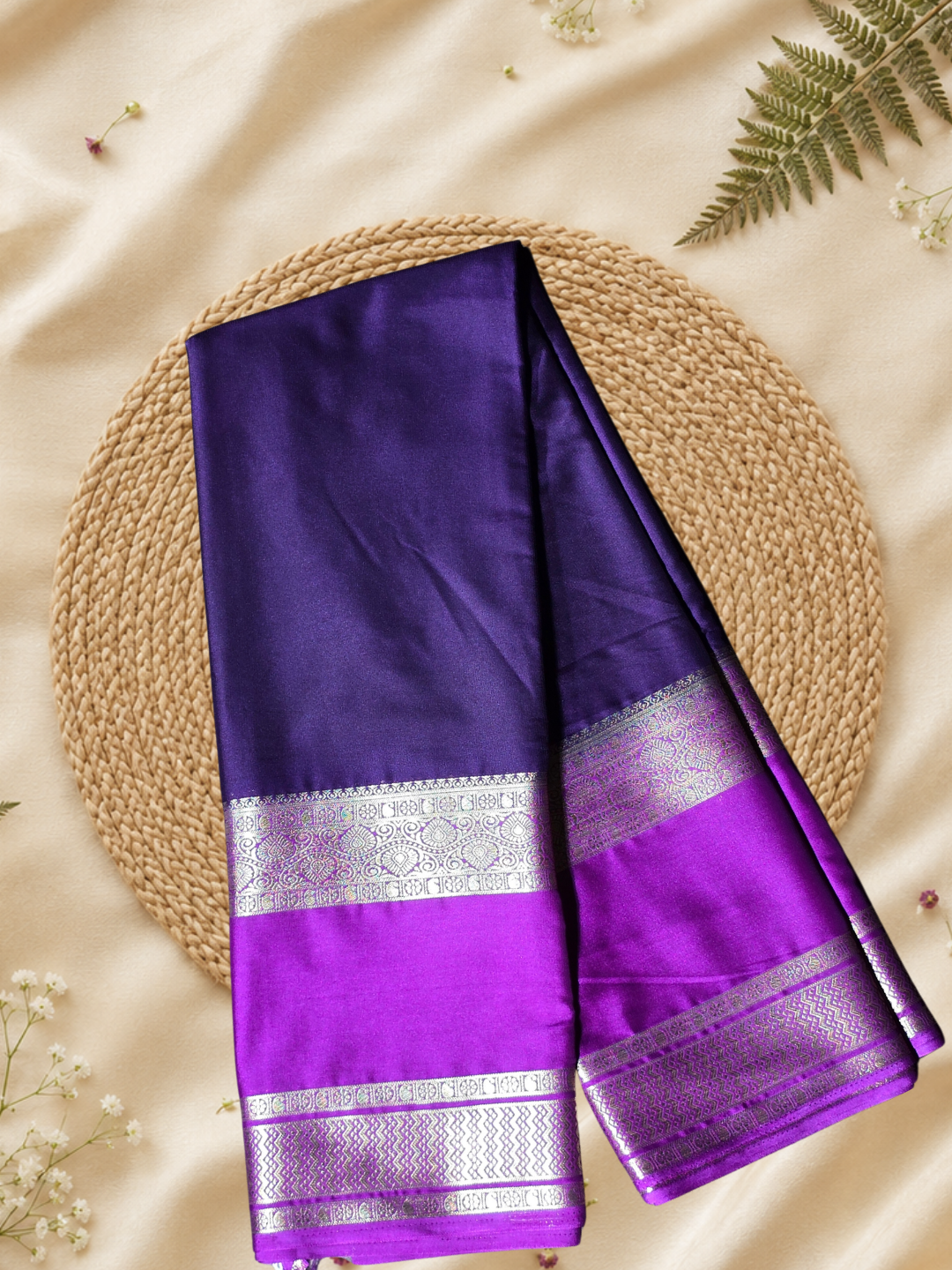 Indeloom's Violet Classic Mysore Semi Silk Saree