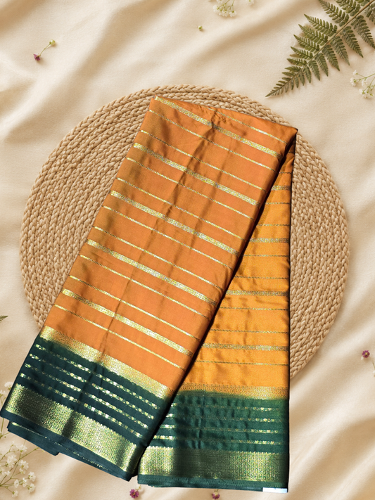 Indeloom's Orange Classic Mysore Semi Silk Saree