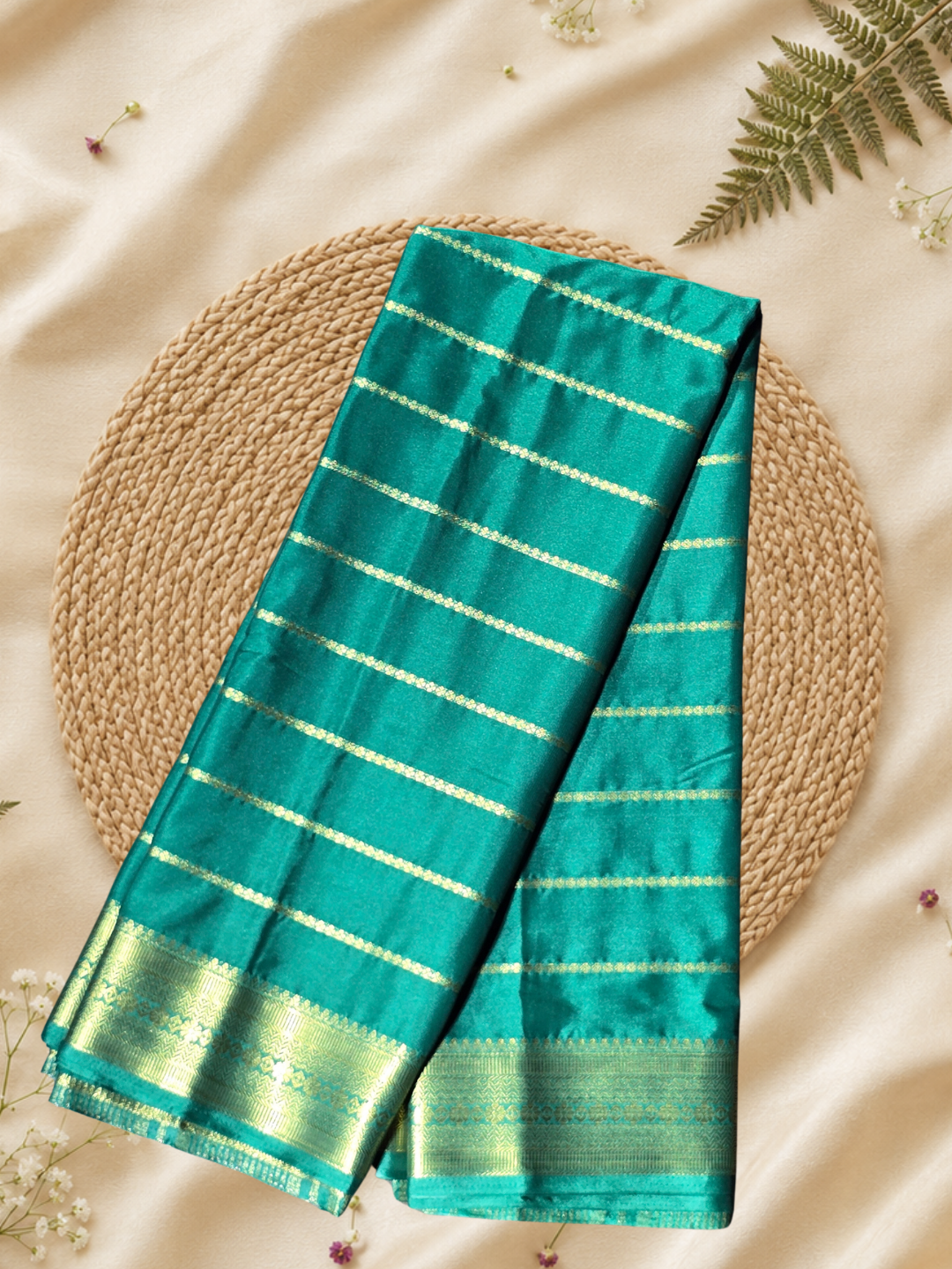 Indeloom's Green Classic Mysore Semi Silk Saree