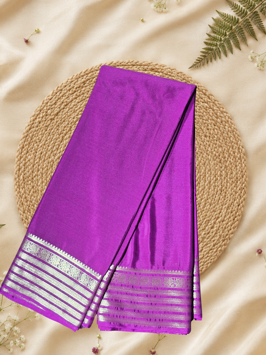 Indeloom's Purple Classic Mysore Semi Silk Saree