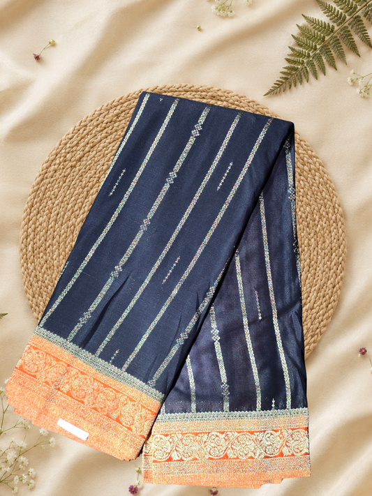 Indeloom's Navy Classic Mysore Semi Silk Saree