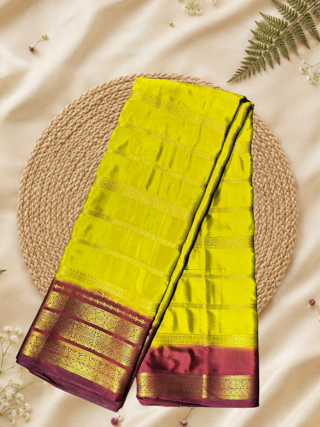 Indeloom's Yellow Classic Mysore Semi Silk Saree