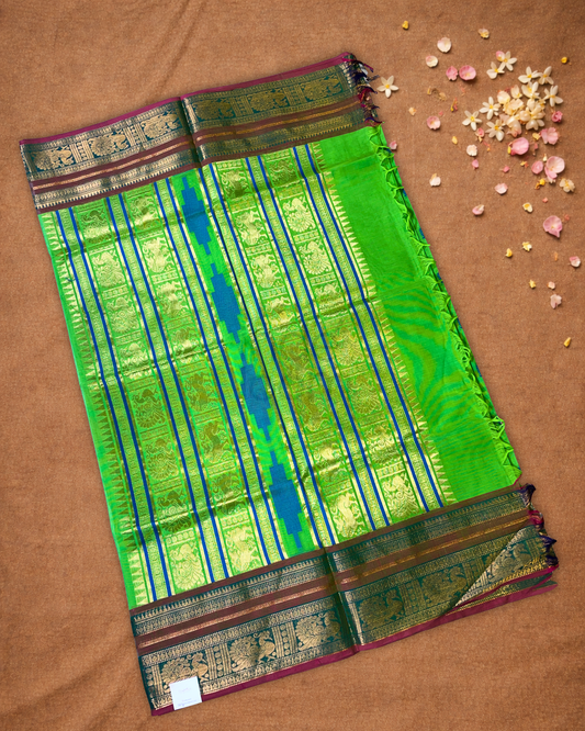 Chettinad Cotton Saree | Leaf Green