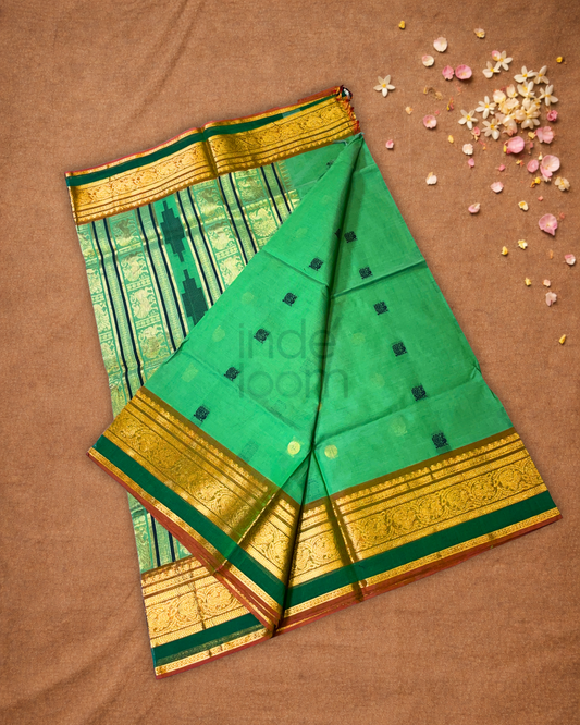 Chettinad Cotton Saree | Emerald Green