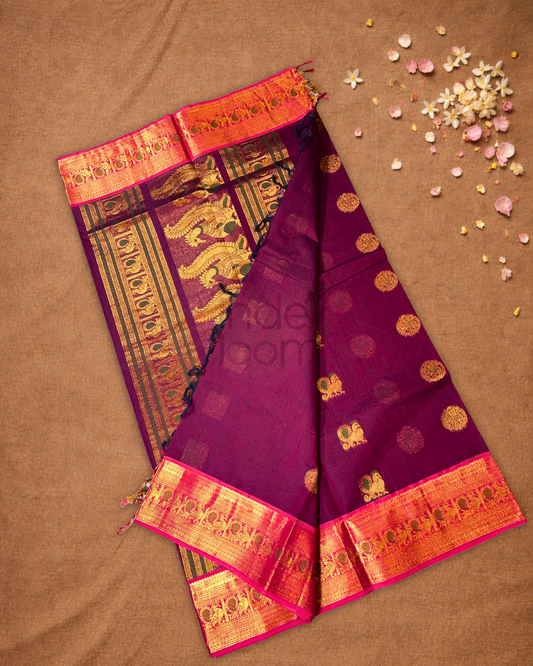 Chettinad Cotton Saree | Berry Pink