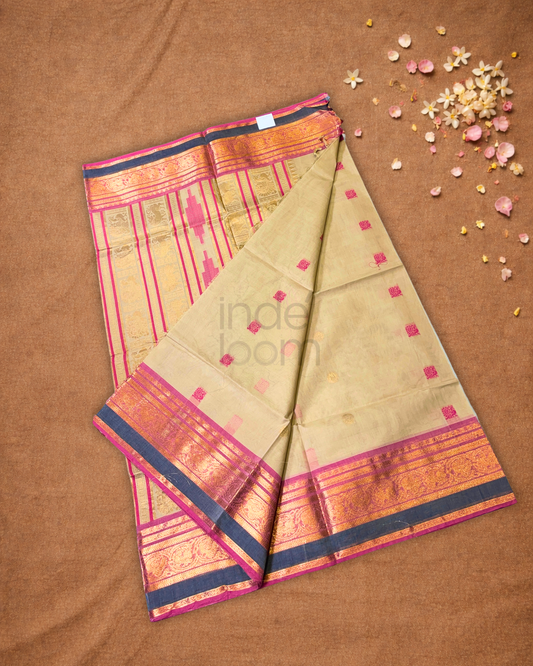 Chettinad Cotton Saree | Cream Beige
