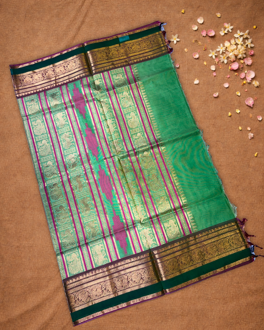 Chettinad Cotton Saree | Sea Green