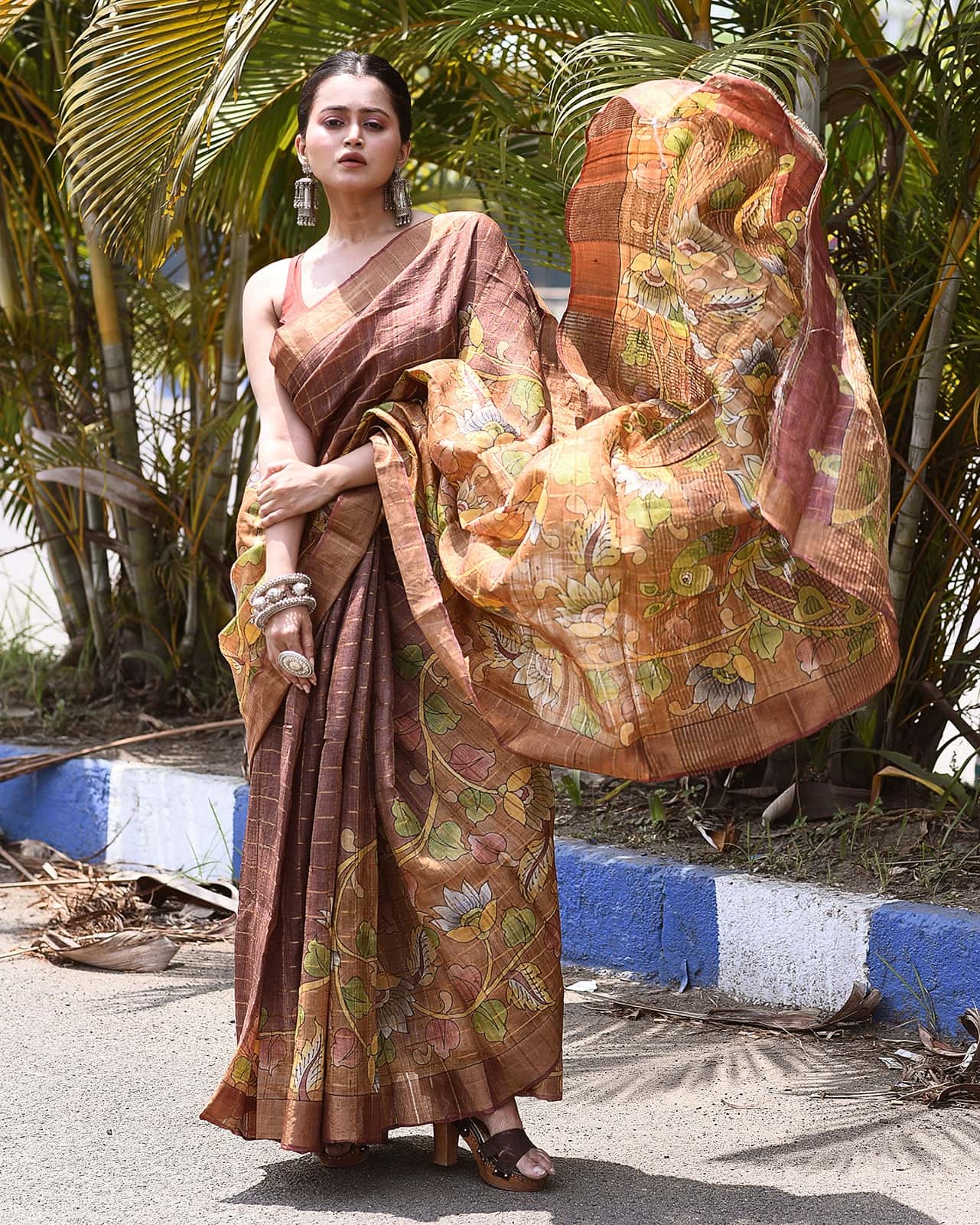 Handpainted Tussar Silk Saree(Pre-Order)-014 - indeloom