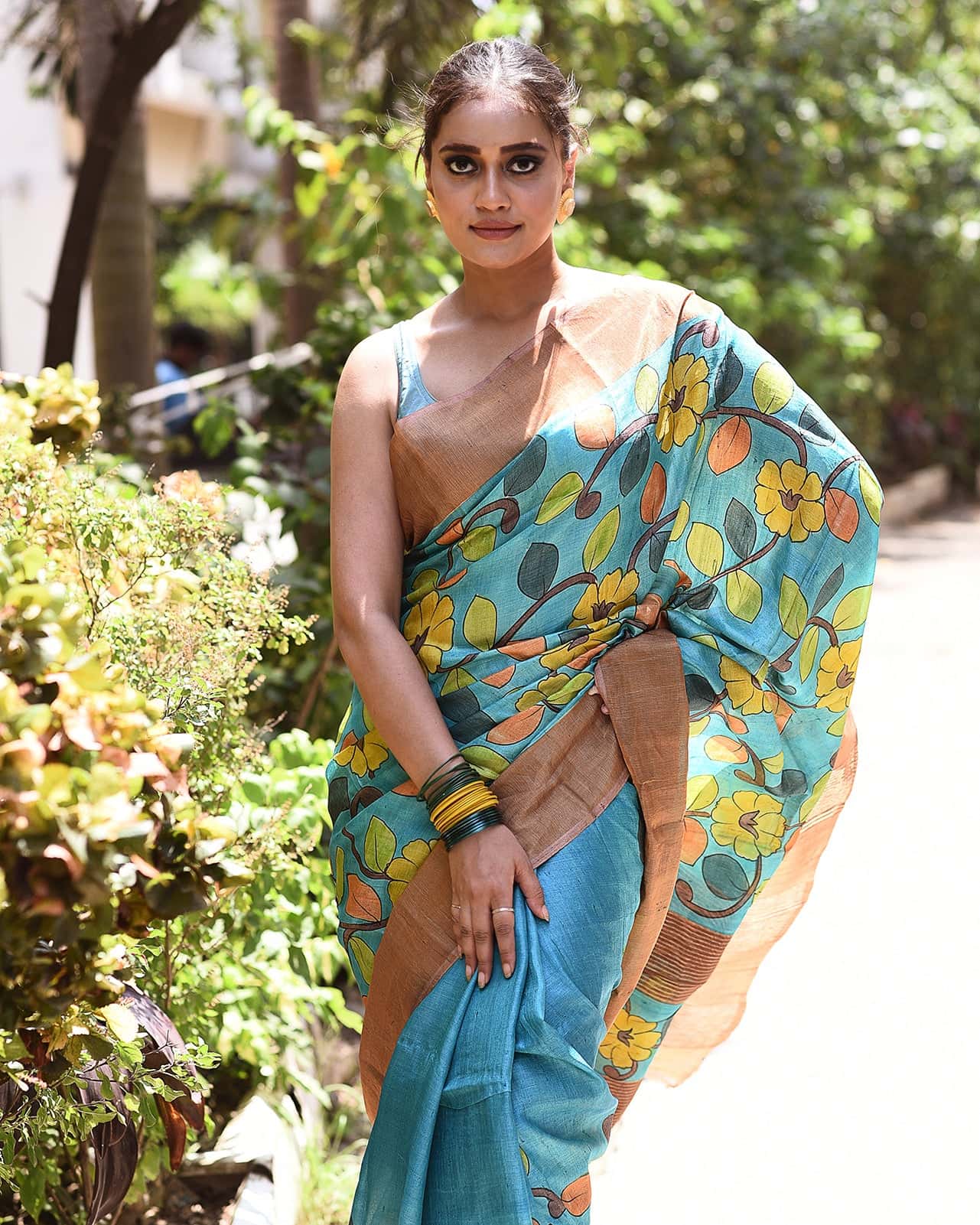 Handpainted Silk Saree-012 - indeloom