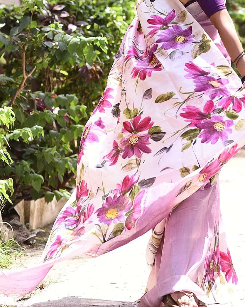 Handpainted Mulberry Handloom Silk Saree-012 - indeloom