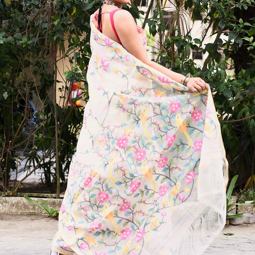 Multicolor Florals Jamdani Saree-010