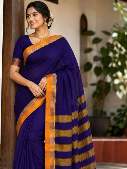 Handloom Narayanpet Cotton Saree | Royal Purple