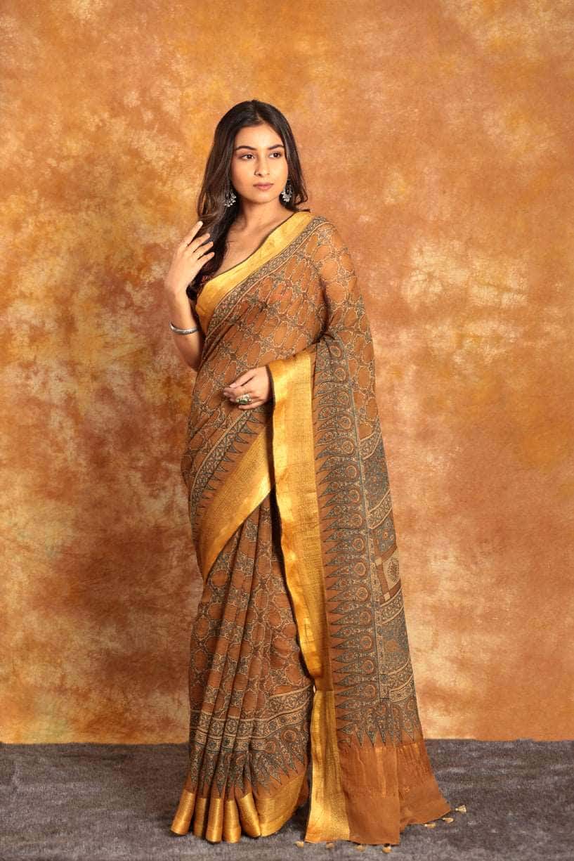 DESIGNER KOTA AJRAKH SAREE - 004 - indeloom