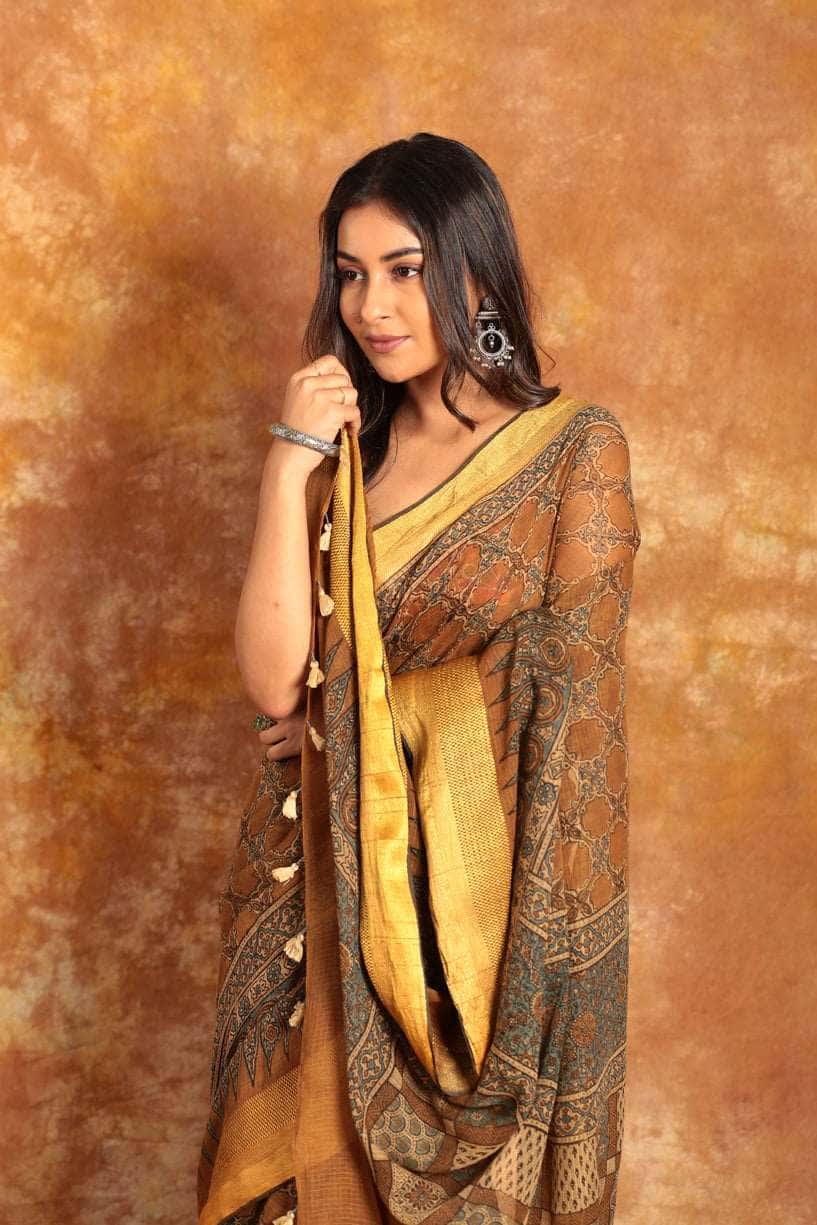 DESIGNER KOTA AJRAKH SAREE - 004 - indeloom