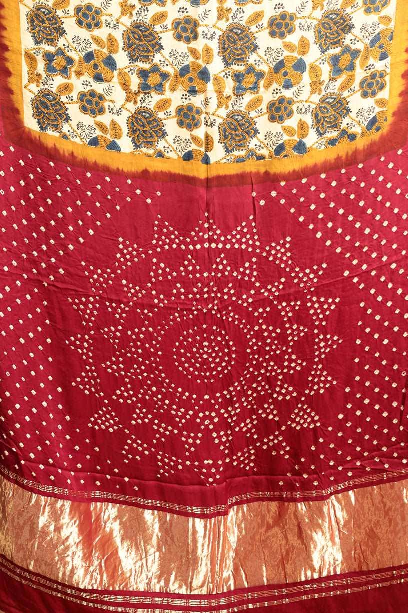 Ajrakh x Bandhini Multi color Saree-009 - indeloom