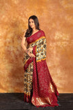 Ajrakh x Bandhini Multi color Saree-009 - indeloom