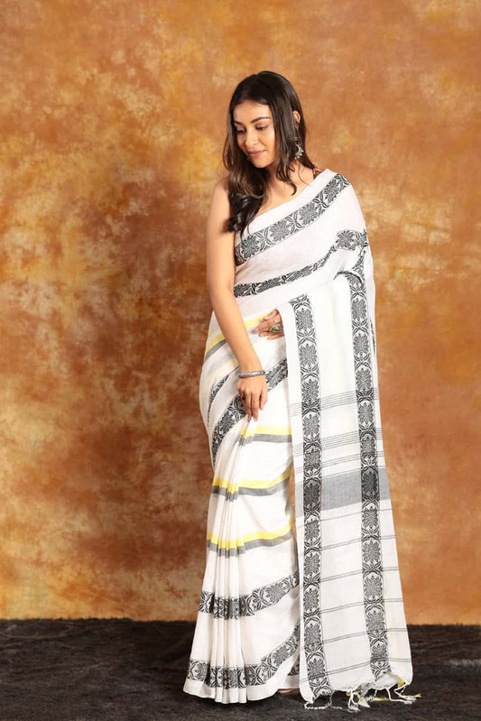 Handloom Cotton Saree With Multicolours - 006