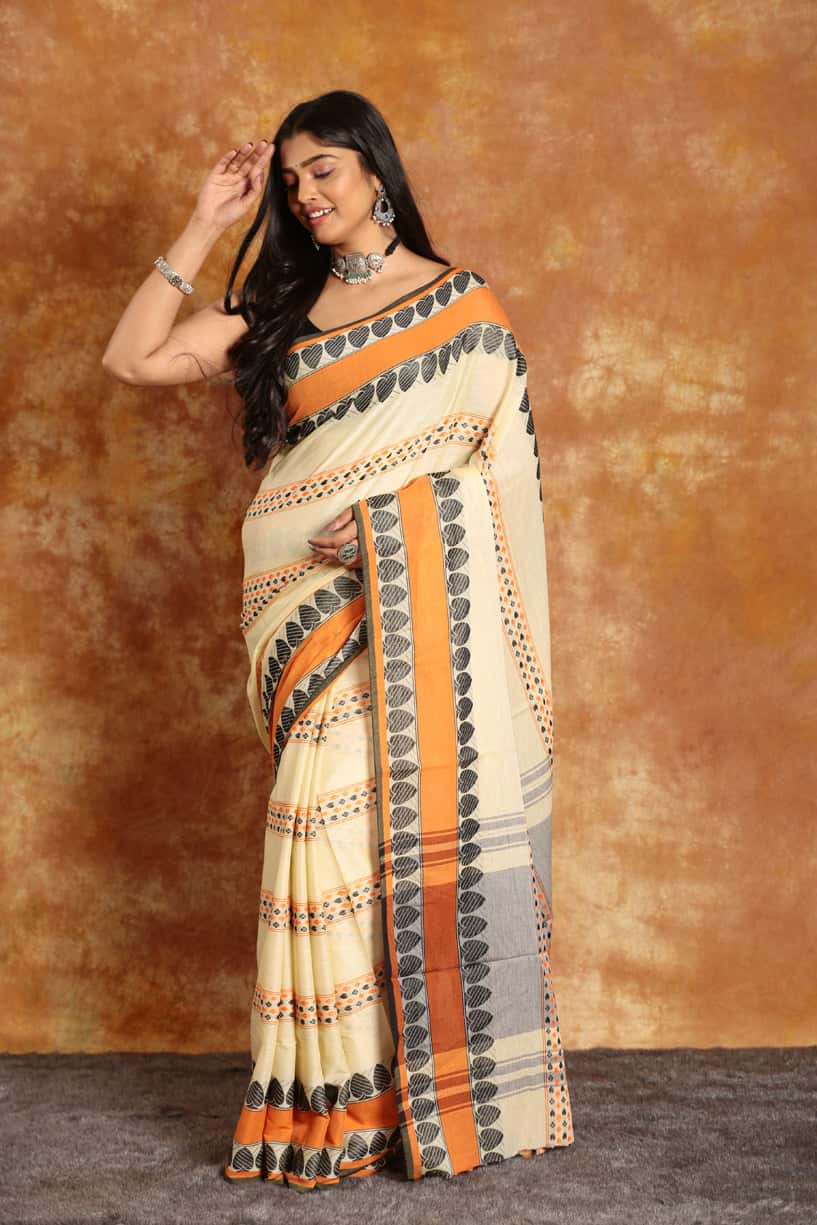 Pale Yeloow-Handloom Cotton Saree-020