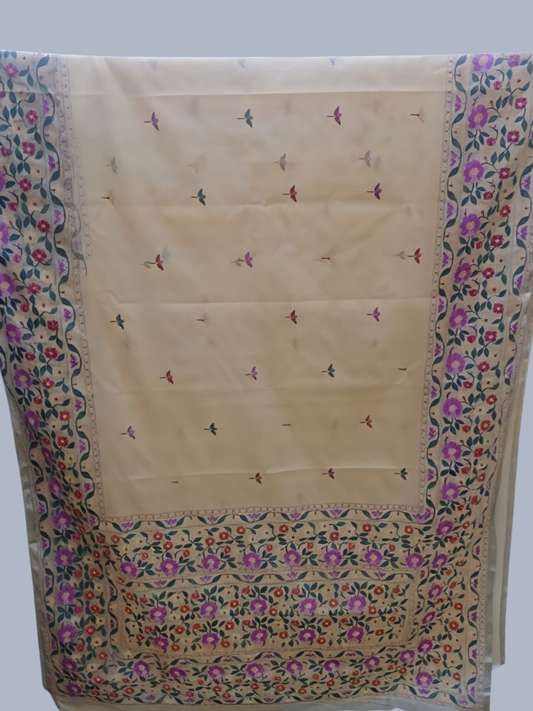 Handwoven Pure Jamdani Cotton Saree | Sand Beige