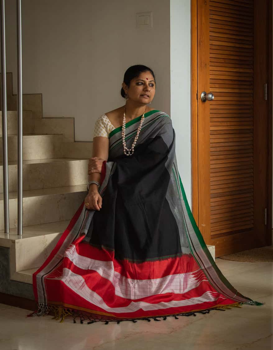 Pure Ilkal Saree in Black and Gray Color - 002