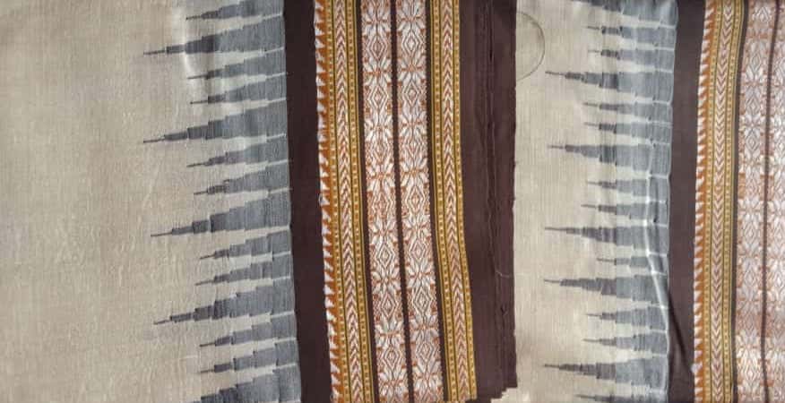 Beige & Purple, Handloom Vidarbha Tussar Silk Saree with Multicolor Contrast Border-021 - indeloom
