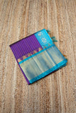 Korvai Saree Lakshadeepam in Golden Purple Shaded with Sky Blue Pallu - 042 - indeloom