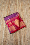 Korvai Saree in Lollipop Purple with Maroon Red Golden Mayil Border - 043 - indeloom