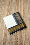 Korvai Saree in Daisy White-Soft Black border - 045 - indeloom