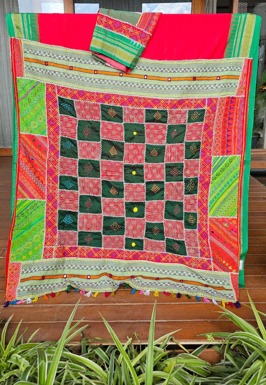 Silk Ilkal Lambani Saree With Classic Red - 012