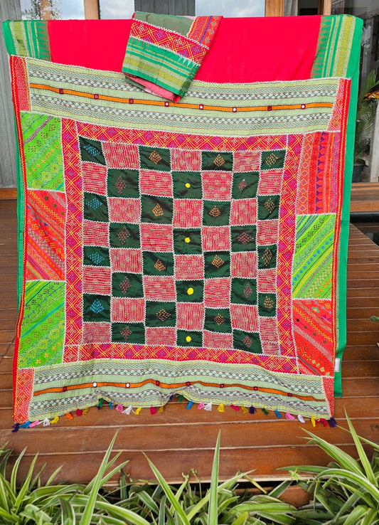 Silk Ilkal Lambani Saree With Classic Red - 012