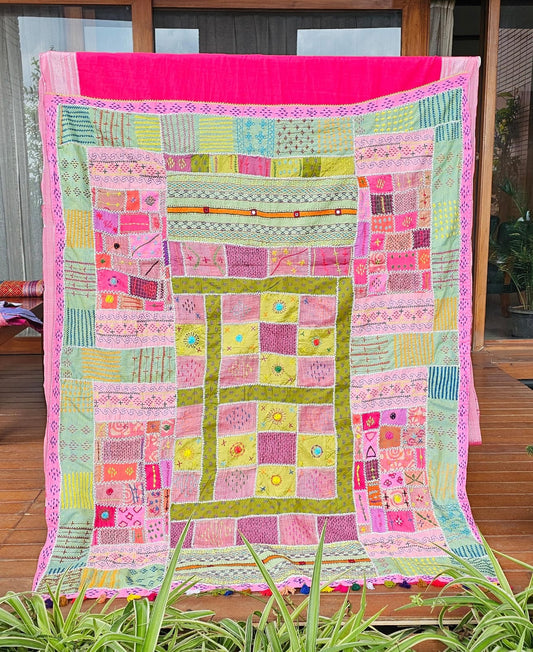 Cotton Saree Ilkal Lambani Saree With Hot Pink - 015