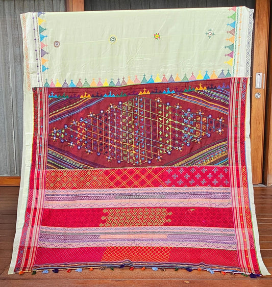 Cotton Ilkal Lambani Saree With Light Green - 019