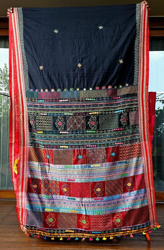 Traditional Ilkal Cotton Saree | True Black