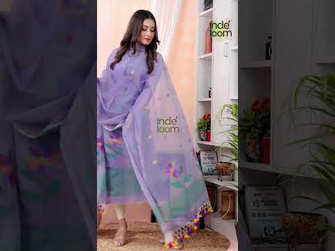 Lavender Blue | Handloom Jamdani Muslin Unstitched 2-Piece Kurti