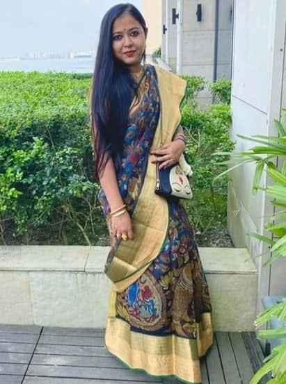 Traditional Handpainted Pen Kalamkari Silk Saree | Espresso Brown