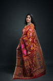 Maroon Floral Motifs Silk Jamdani Saree-036 - indeloom