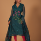 Pine Green Muslin Jamdani 2-Piece Set Kurti & Dupatta (UNSTITCHED) -630