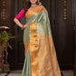 Handloom Kanjivaram Silk Saree  |  Peacock Teal